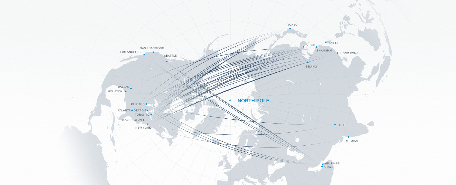 Map of 777 polar routes