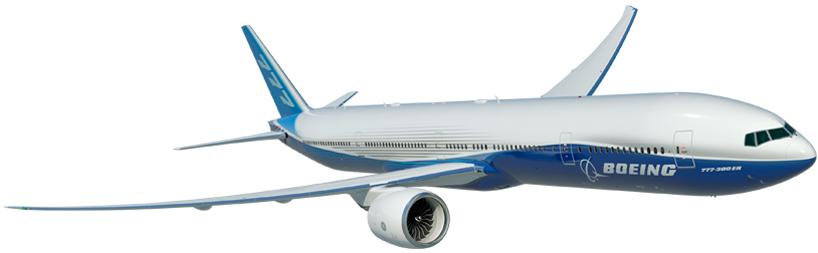 Completed 777 plane with Boeing livery