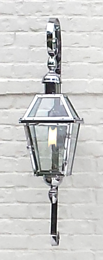 Chrome plated French Quarter Lantern on a "Double Scroll" Mustache